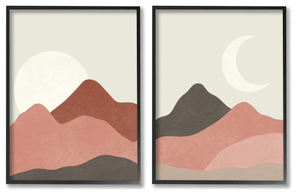 Sun and Crescent Moon Warm Dessert Canyon Landscape,24 x 30