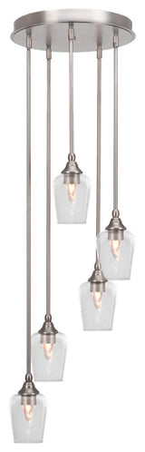 Empire 5-Light Cluster Pendalier, Brushed Nickel/Clear Bubble