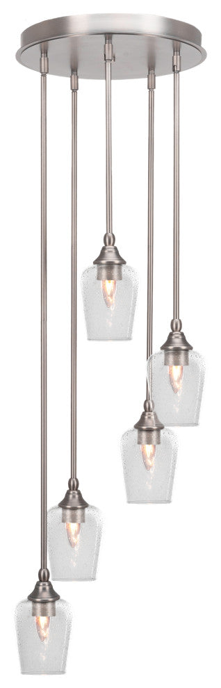 Empire 5-Light Cluster Pendalier, Brushed Nickel/Clear Bubble