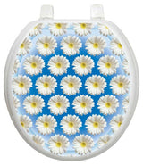 Daisies on Water Toilet Tattoos Seat Cover, Vinyl Lid Decal, Bathroom Decor, Round