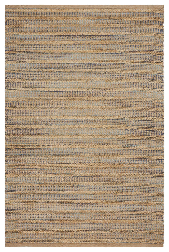 8" x 10" Tan and Navy Braided Jute Area Rug