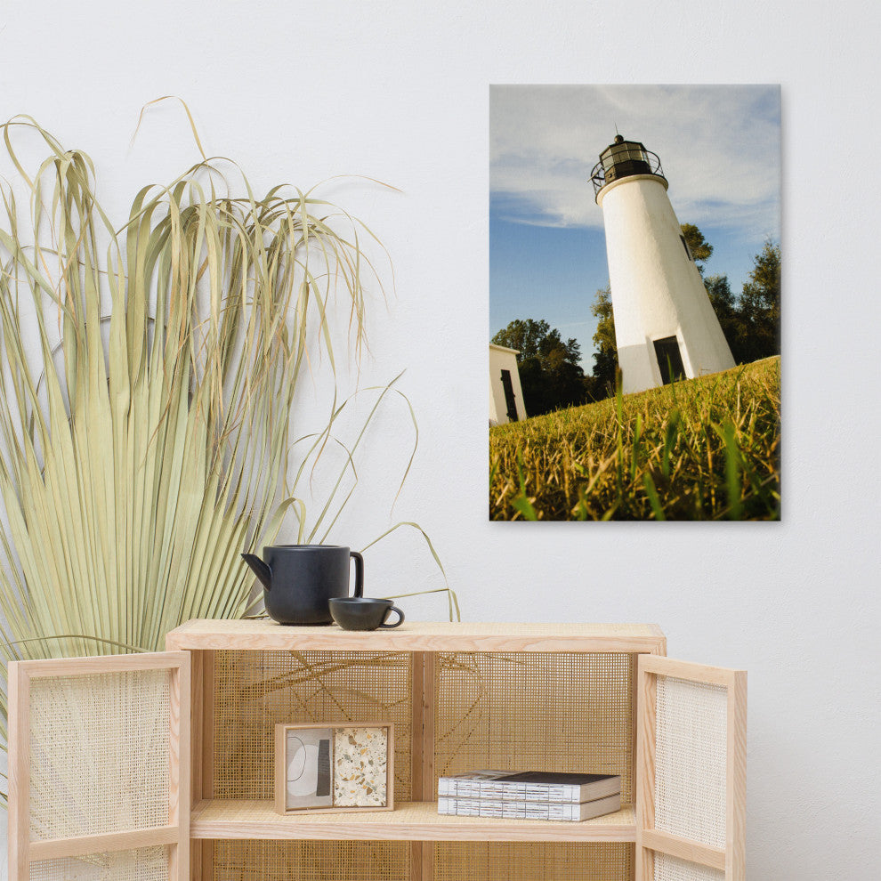 Turkey Point Lighthouse Coastal Landscape Photography Canvas Wall Art, 24" X 36"