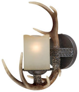 Yoho 1 Light Antler Vanity Wall Sconce in Black Walnut Finish