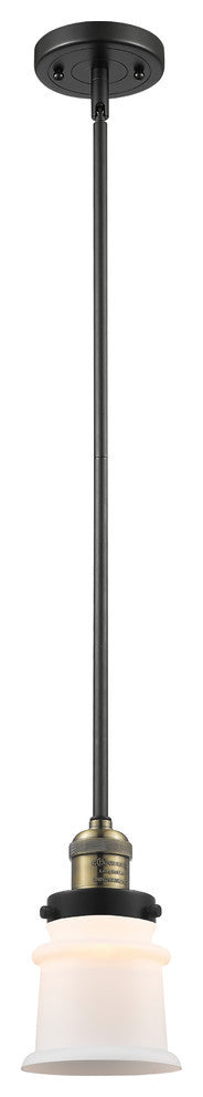 Small Canton 1-Light Mini Pendant, Black Antique Brass, Matte White
