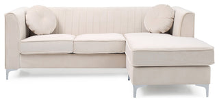 Delray Sofa Chaise, Gray, Ivory