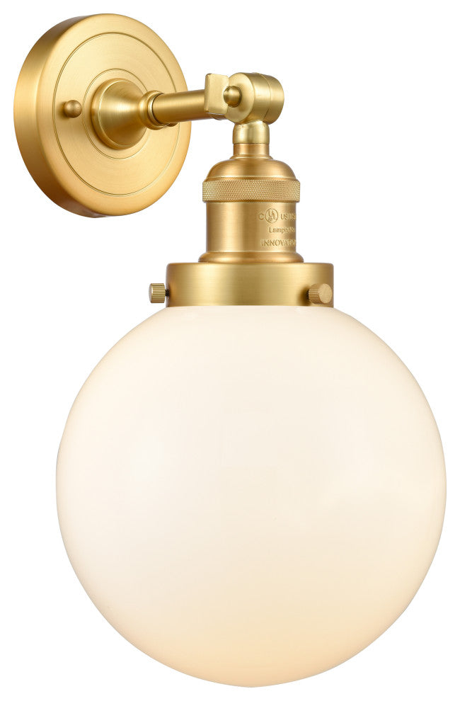 Beacon Sconce, Satin Gold, Matte White