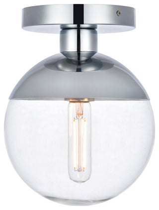 Living District Eclipse 1 Light Flush Mount, Chrome/Clear, 8"