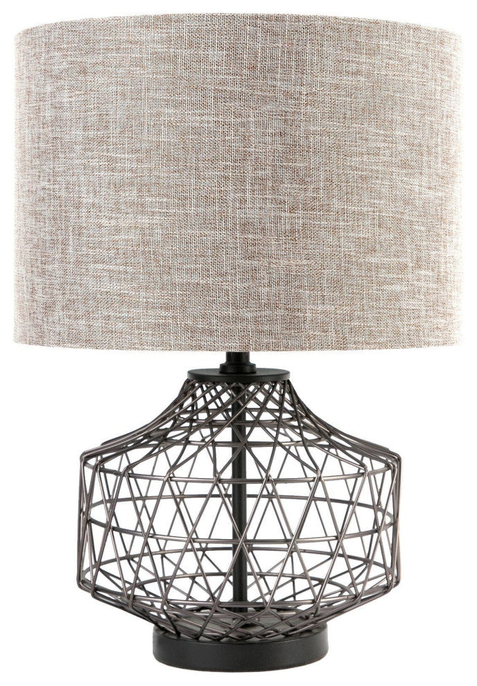 Gray Metal Basket Design Table or Desk Lamp