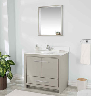 Mila Collection 36" Bathroom Vanity With Sink, Mirror, Countertop, Ash Gray