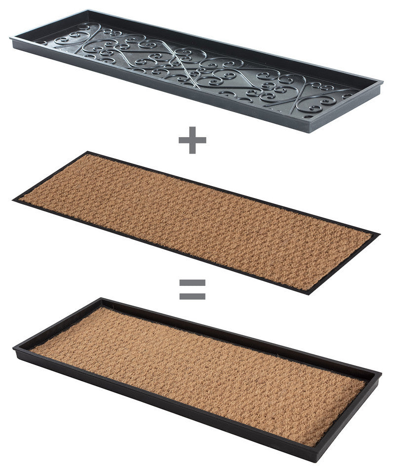 24.5"x14"x1.5" Natural/Recycled Rubber Boot Tray Tan Coir Insert