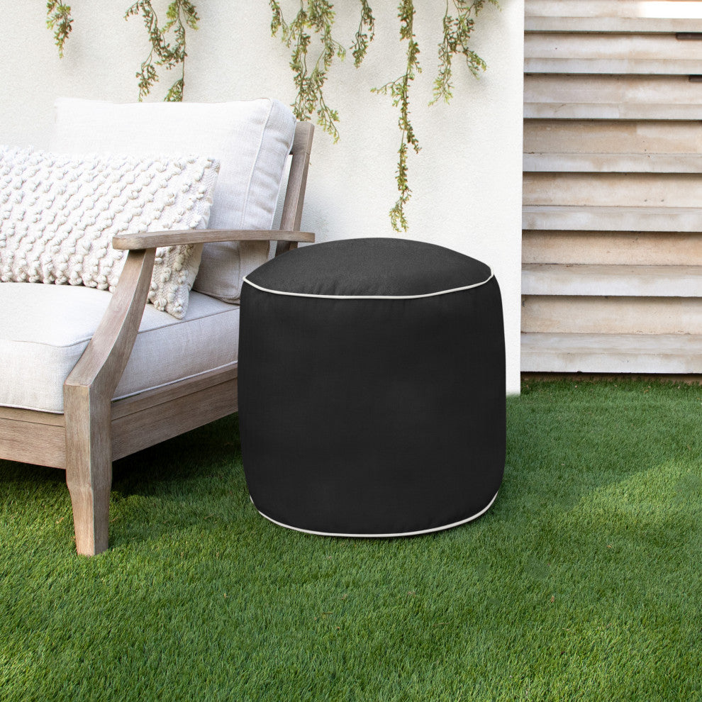 Mozaic Home Canvas Indoor/Outdoor Round Bean Pouf, Canvas Black, 20"x20"x18"