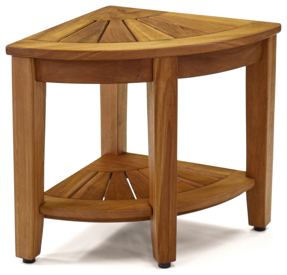The Original 15.5" Kai Corner Teak Shower Bench with Shelf