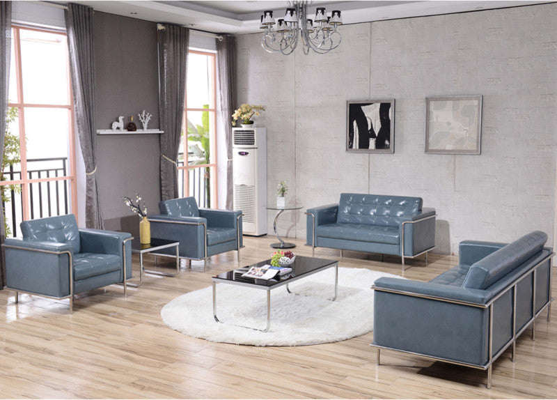 Hercules Lesley Series Contemporary Leather Soft Loveseat, Gray