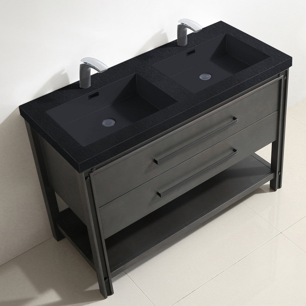 Dowell 22" FTB Resin Bathroom Vanity Basin, Black, 49wx22dx6h