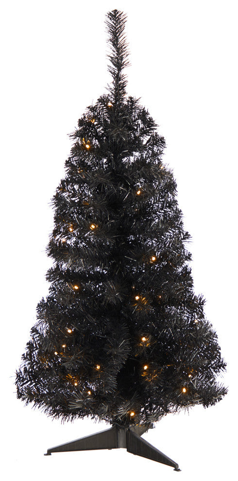 3' Black Artificial Christmas Tree With 50 LED Lights and 118 Bendable Branches