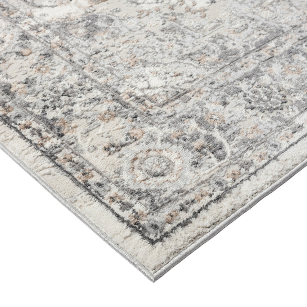 Frances Medallion Woven Area Rug/Runner, Gray, Gray, 5' x 7'