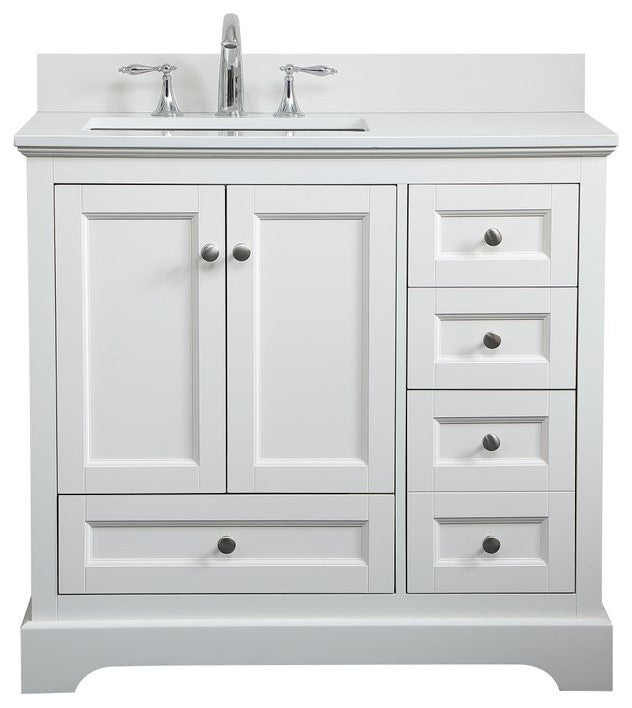 Elegant VF15536WH-BS 36"Single Bathroom Vanity, White With Backsplash