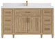Santa Monica 60 Single Sink Bathroom Vanity in Whitewashed Teak 2" White Quartz