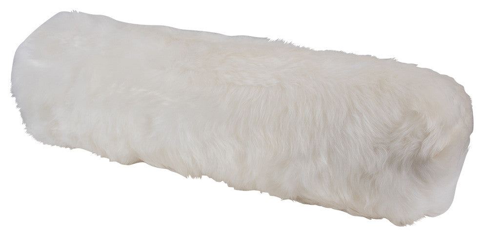 Longwool Sheepskin 30"x8" Bolster Cushion, Ivory