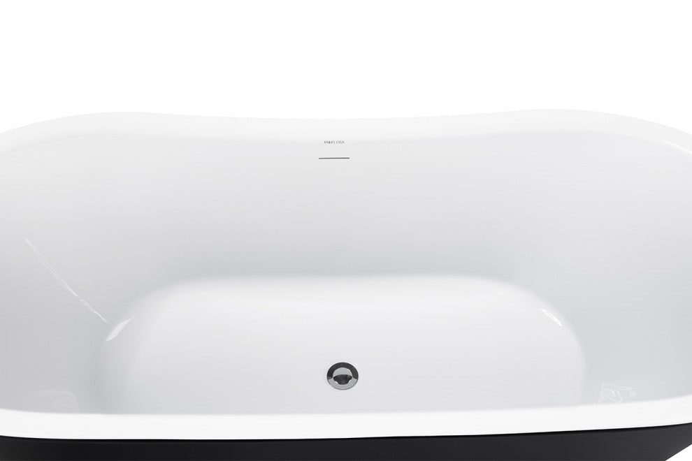 59" glossy Acrylic Flatbottom Oval Freestanding Non-Whirlpool Soaking Bath