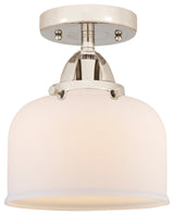 Large Bell Semi-Flush Mount, Polished Nickel, Matte White, Matte White