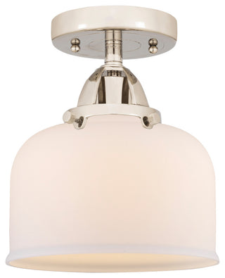 Large Bell Semi-Flush Mount, Polished Nickel, Matte White, Matte White