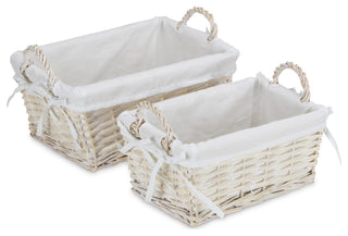2-Piece Willow Rectangular Storage With Liner, White