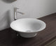 Polystone Round Vessel Bathroom Sink, Glossy White, No Faucet