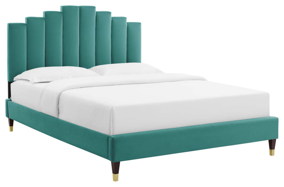 Elise Full Performance Velvet Platform Bed MOD-6874-TEA