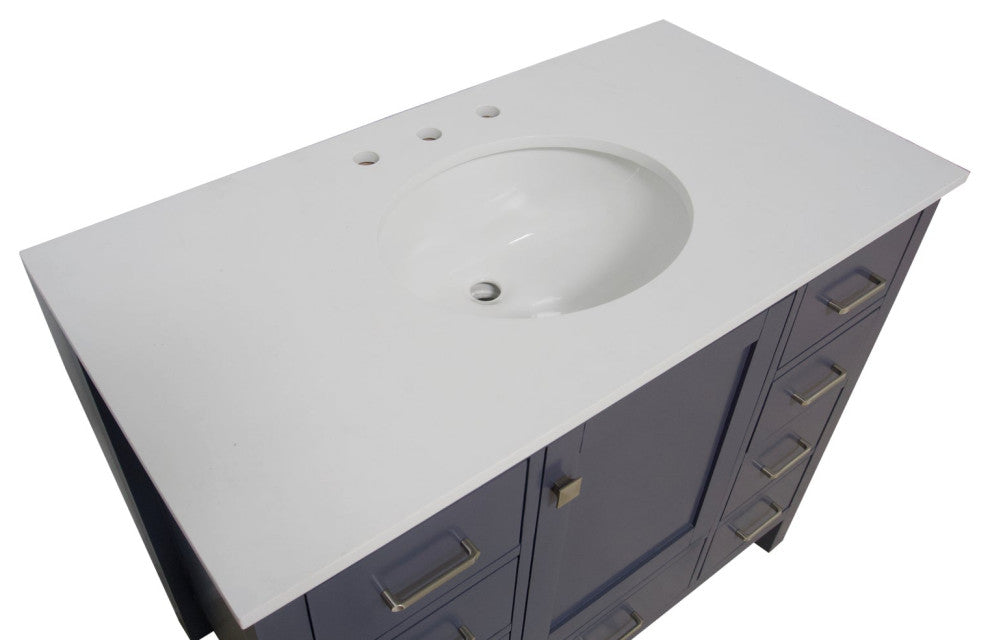 Horizon 42" Bathroom Vanity, Marine Gray, Engineered White