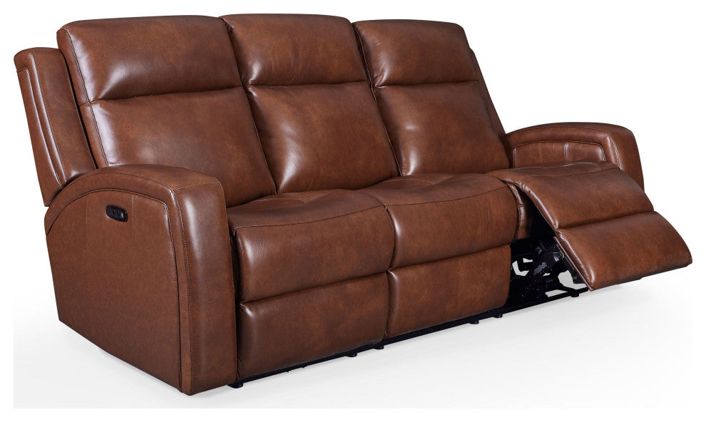 Cheyenne Dual Power Zero Gravity Mechanism Leather Sofa, Saddle
