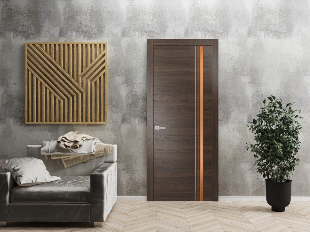 Solid French Door 24 x 96 | Planum 1010 Chocolate Ash with| Bathroom
