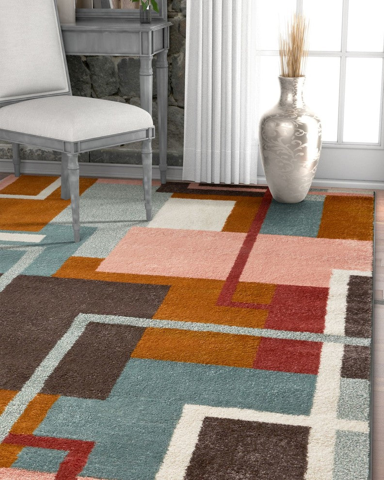 Well Woven Vettore Delancey Modern Geometric Squares Multi Area Rug