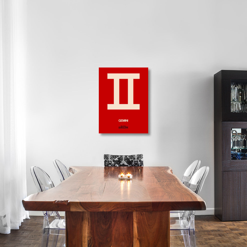 "Gemini Zodiac Sign White on Red" Fine Art Print