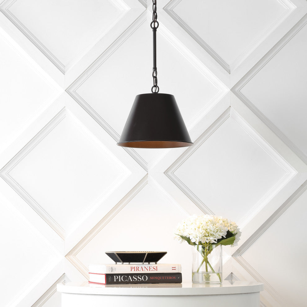 Harper Industrial Farmhouse Iron LED Pendant, Oil Rubbed Bronze, 12"