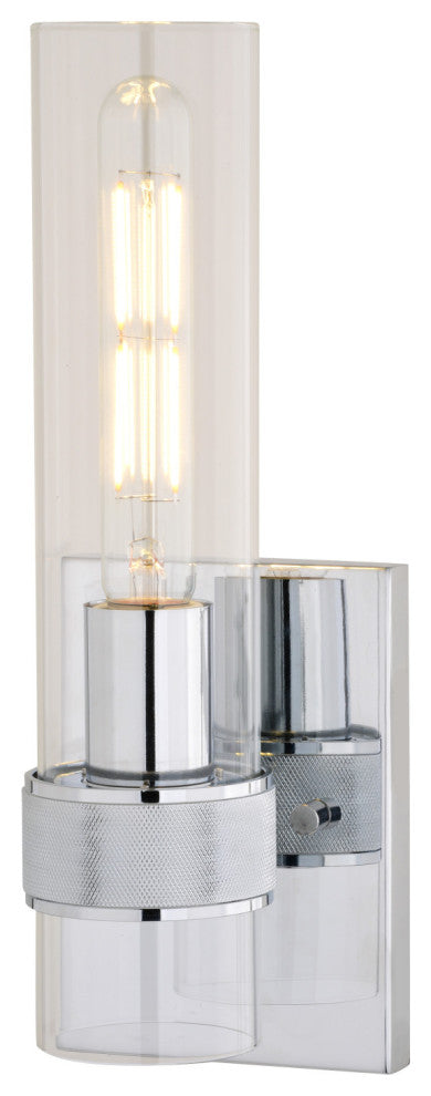 Bari 13"H Wall Sconce Light Fixture With Clear Glass, Chrome