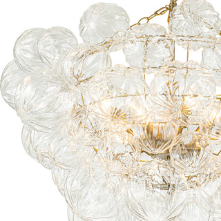 Modern Textured Glass Bubble Chandelier, Brass, 8 Lights