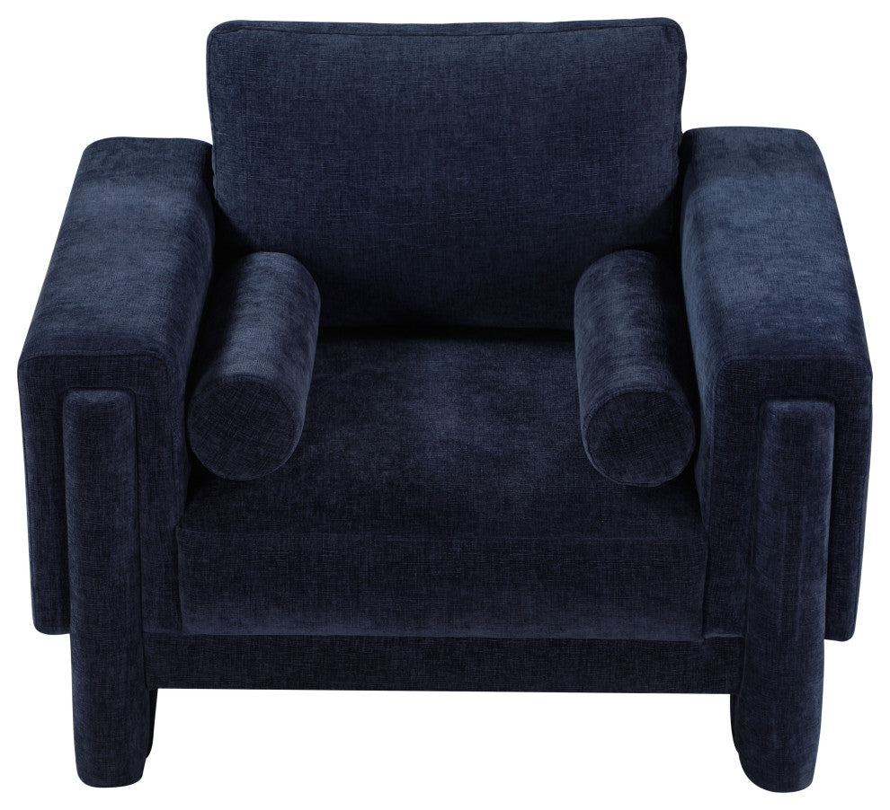 Madeline Chenille Fabric Upholstered Chair, Navy, Chair