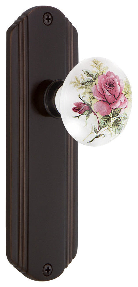 Deco Plate Single Dummy White Rose Porcelain Door Knob