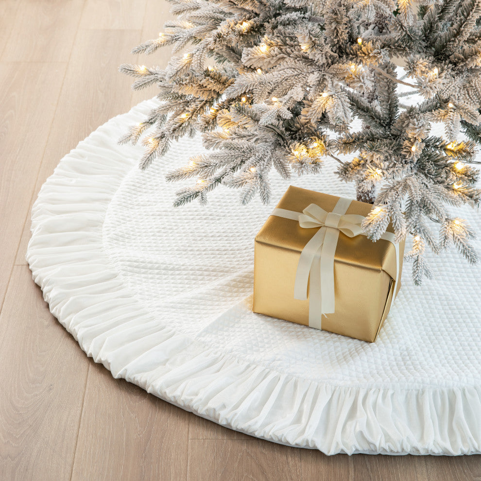 60"D Velvet Ruffled Christmas Tree Skirt