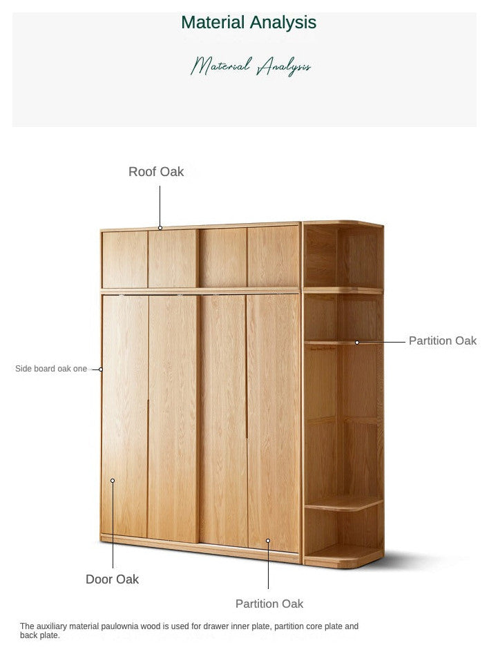 Oak Solid Wood Wardrobe Sliding Door