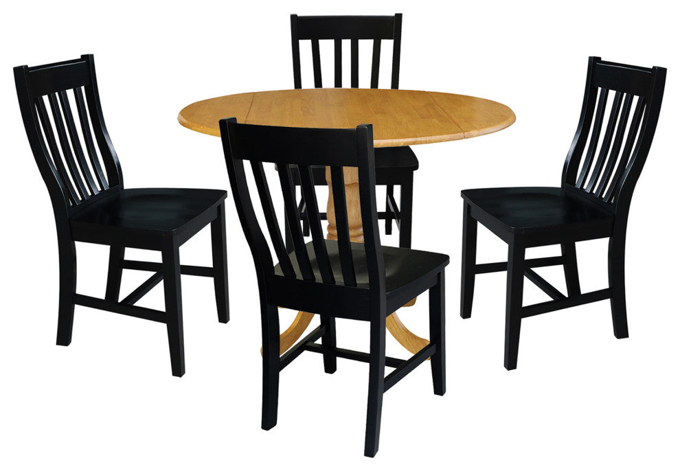 42 in. Dual Drop Leaf Table with 4 Slat Back Dining Chairs