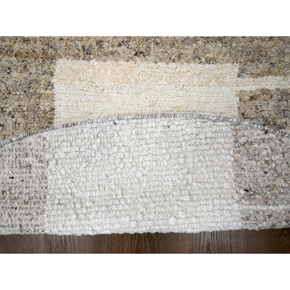 Soft Colors Wool Hand Knotted Minimalist Design Round Oriental Rug, 7'10"x8'3"