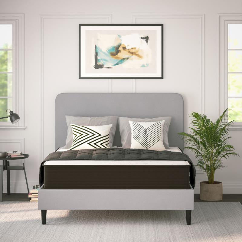 Dream 10 Inch Hybrid Mattress in a Box, White/Black, Queen