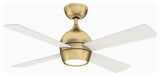 Kwad, 44" Brushed Satin Brass With Matte White Blades and LED Light Kit