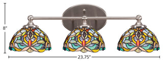 Capri 3-Light Bath Bar, Brushed Nickel/Kaleidoscope Art
