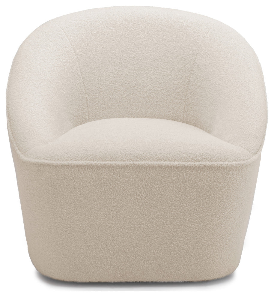 Andria Boucle Swivel Chair, Milky White