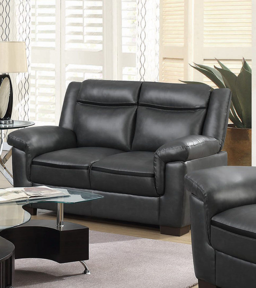 Loveseat with Faux Leather Upholstery, Dark Brown