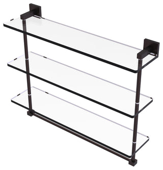 Montero 22" Triple Tiered Glass Shelf with towel bar, Antique Bronze