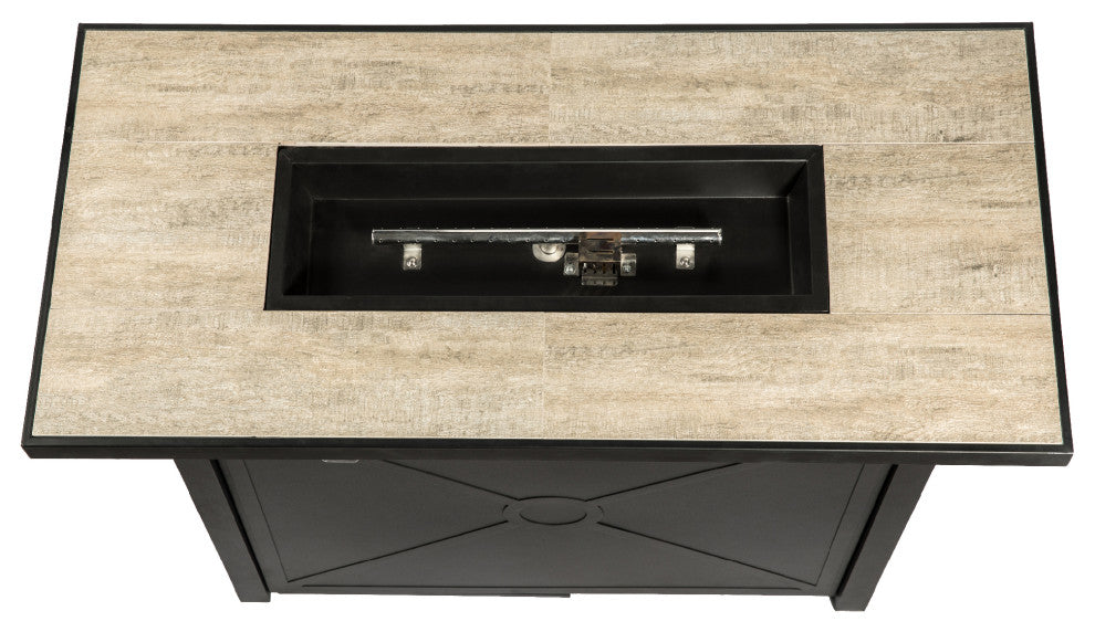 Outdoor Rectangular Propane Ceramic Fire Pit